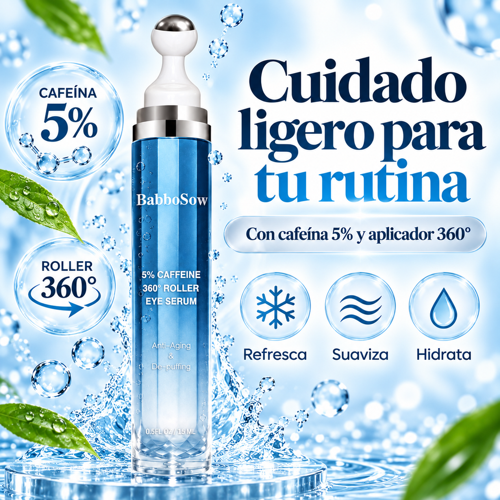 Sérum para Contorno de Ojos con Cafeína 5% y Roller Refrescante 360°