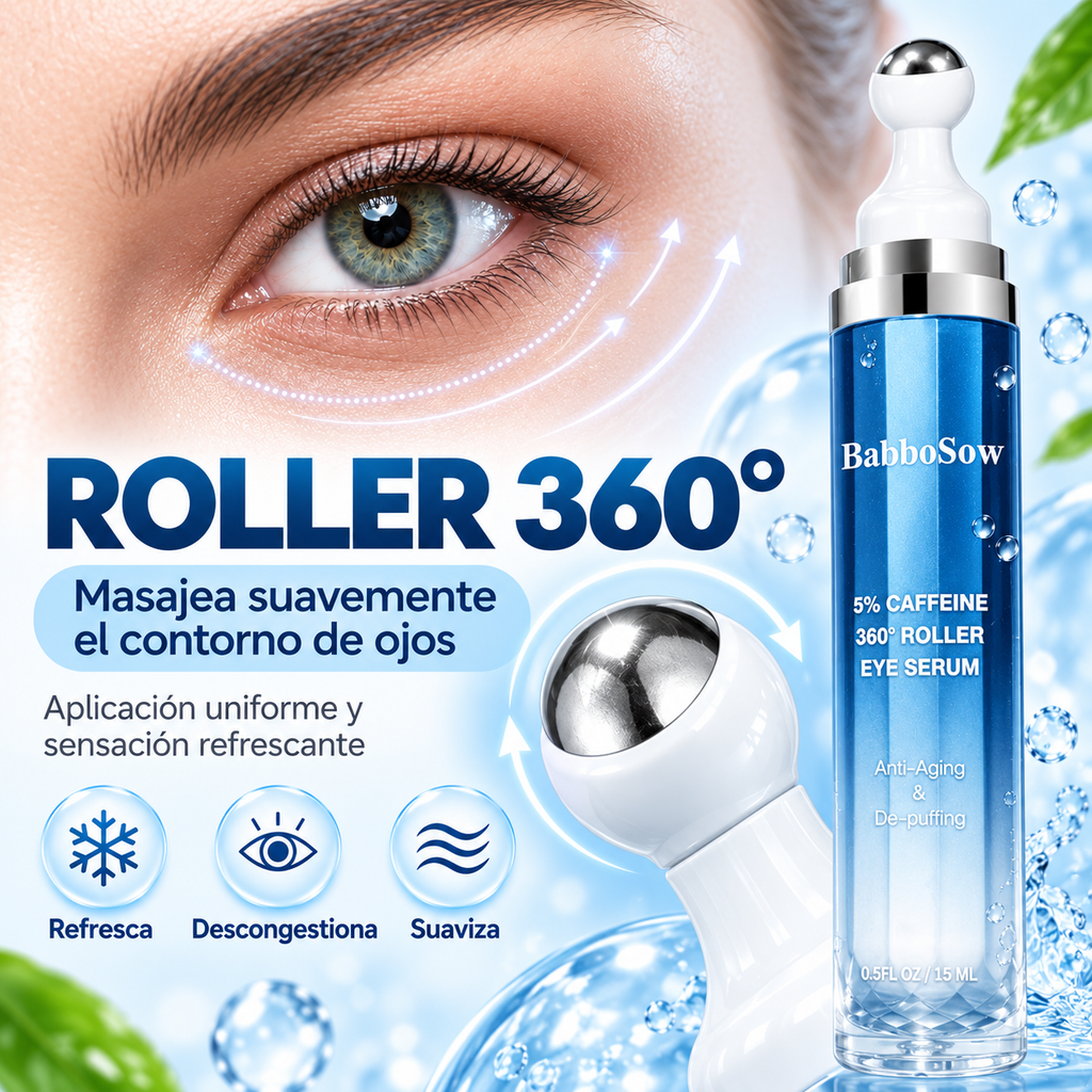 Sérum para Contorno de Ojos con Cafeína 5% y Roller Refrescante 360°
