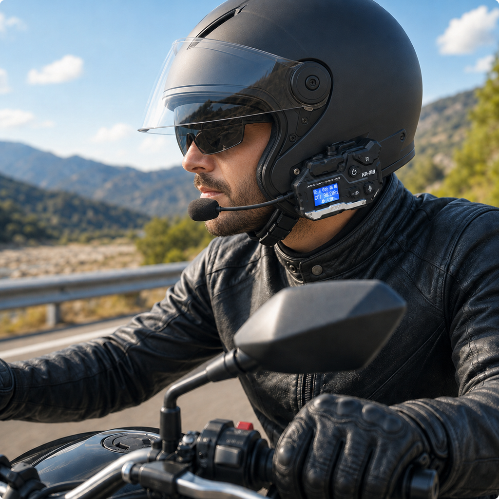 Intercomunicador KRM8 para Casco de Moto con Bluetooth y Pantalla LCD