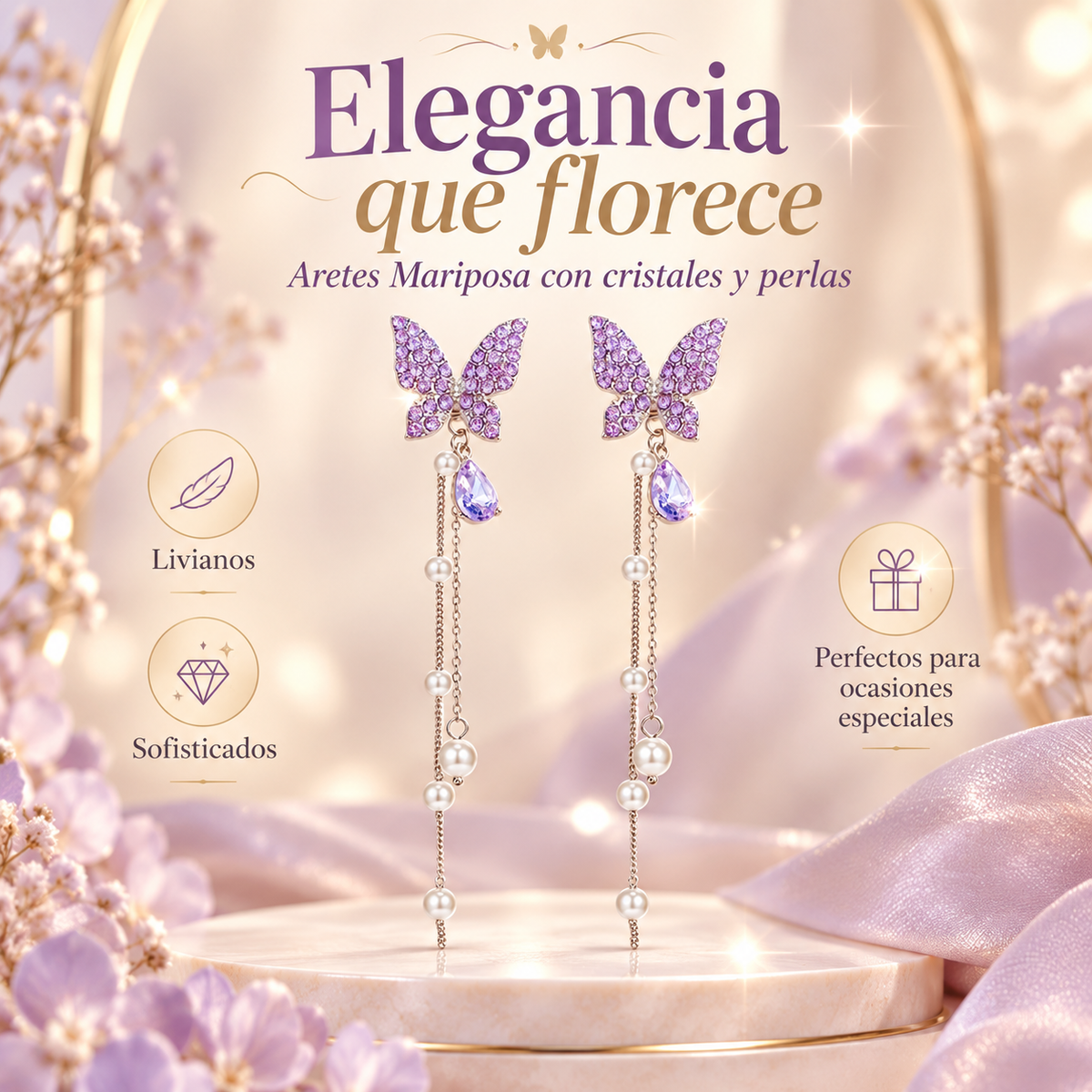 Aretes Mariposa Morados
