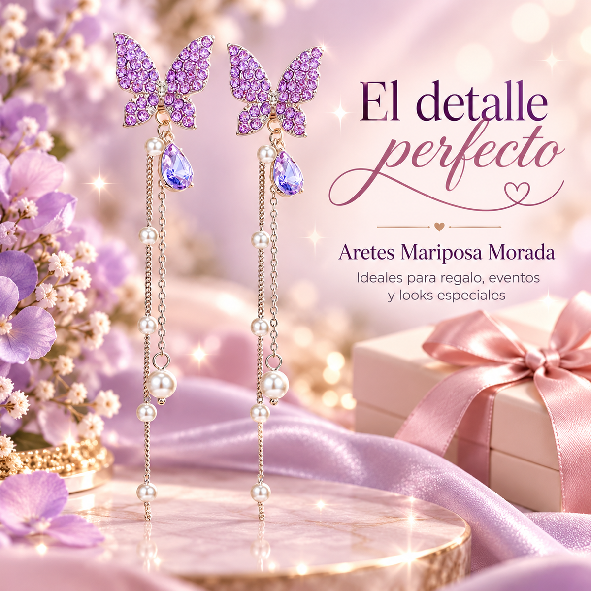 Aretes Mariposa Morados
