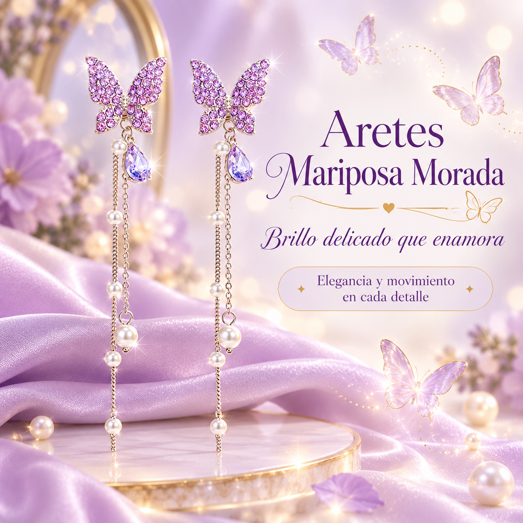 Aretes Mariposa Morados