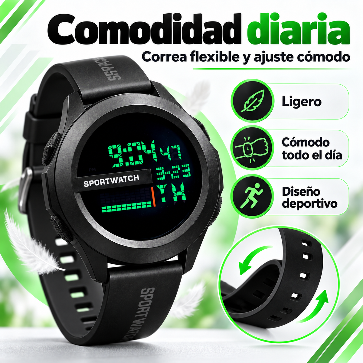 SportWatch Dual Time LED – Reloj Deportivo Digital