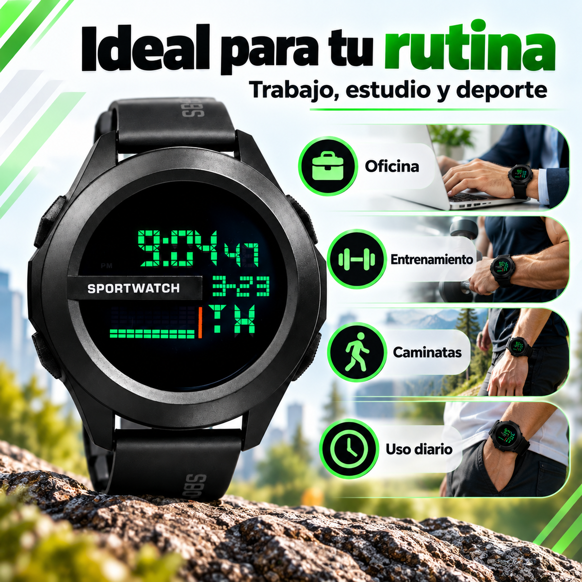 SportWatch Dual Time LED – Reloj Deportivo Digital