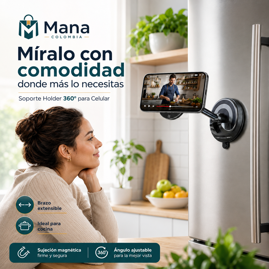 Soporte Magnético 360° para Celular – Multiusos para Auto, Oficina y Hogar