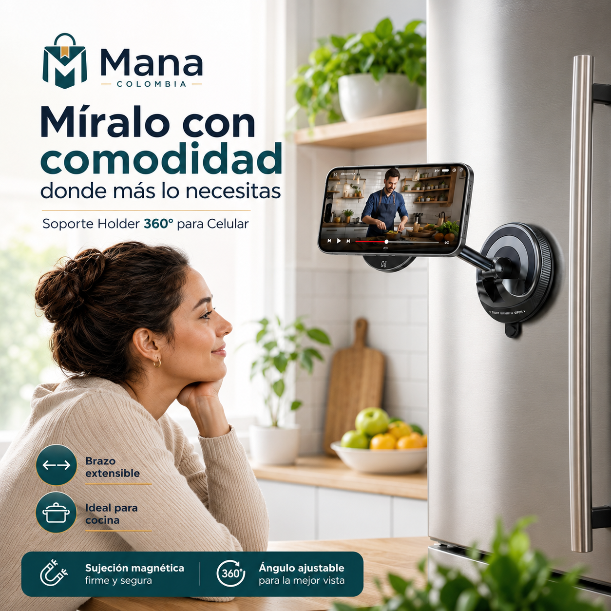 Soporte Magnético 360° para Celular – Multiusos para Auto, Oficina y Hogar