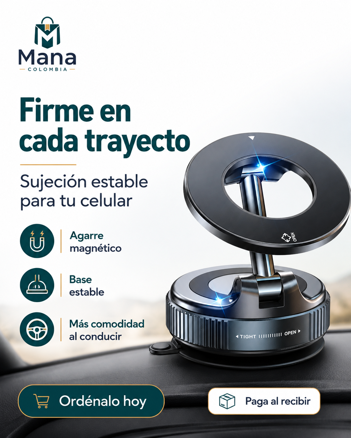 Soporte Magnético 360° para Celular – Multiusos para Auto, Oficina y Hogar