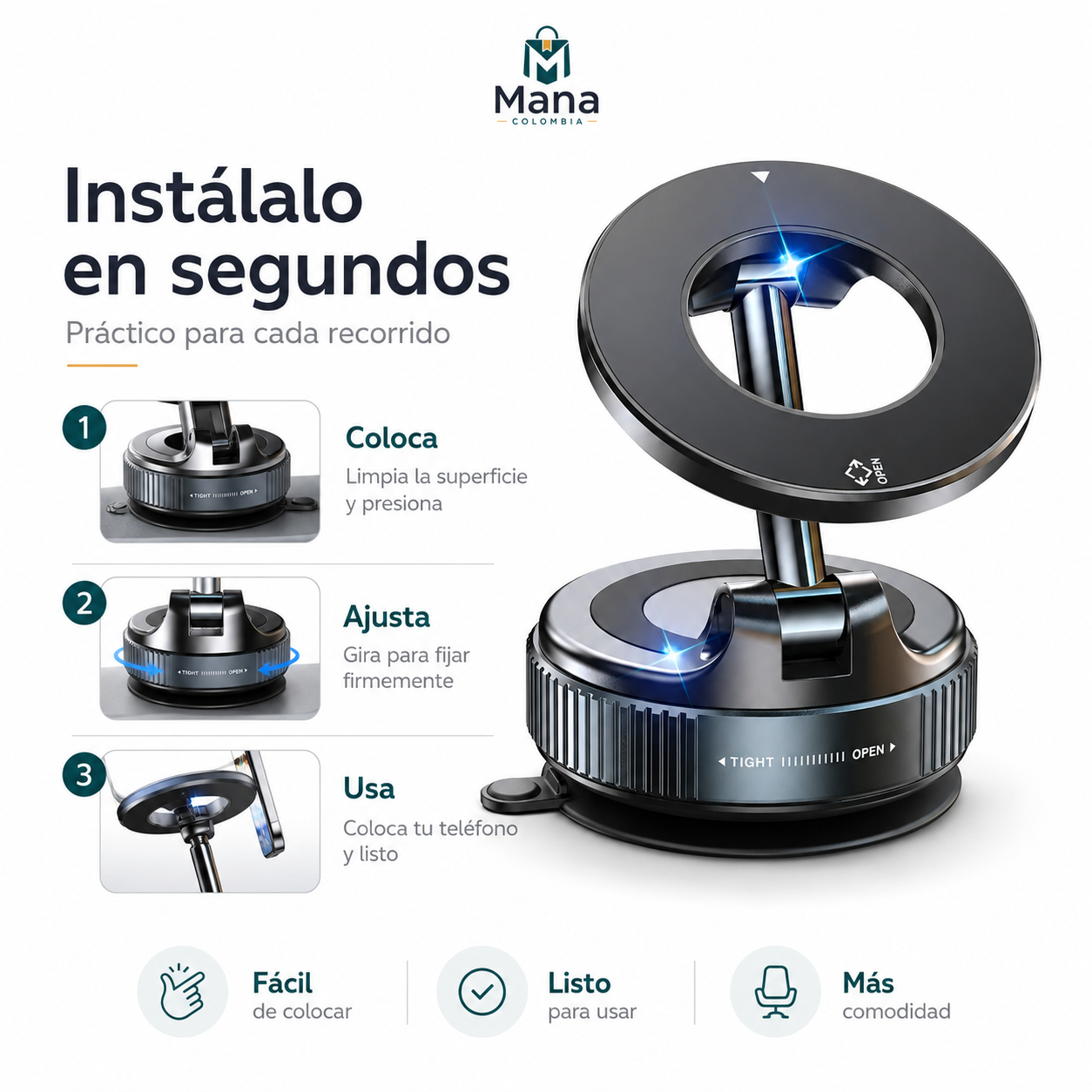 Soporte Magnético 360° para Celular – Multiusos para Auto, Oficina y Hogar