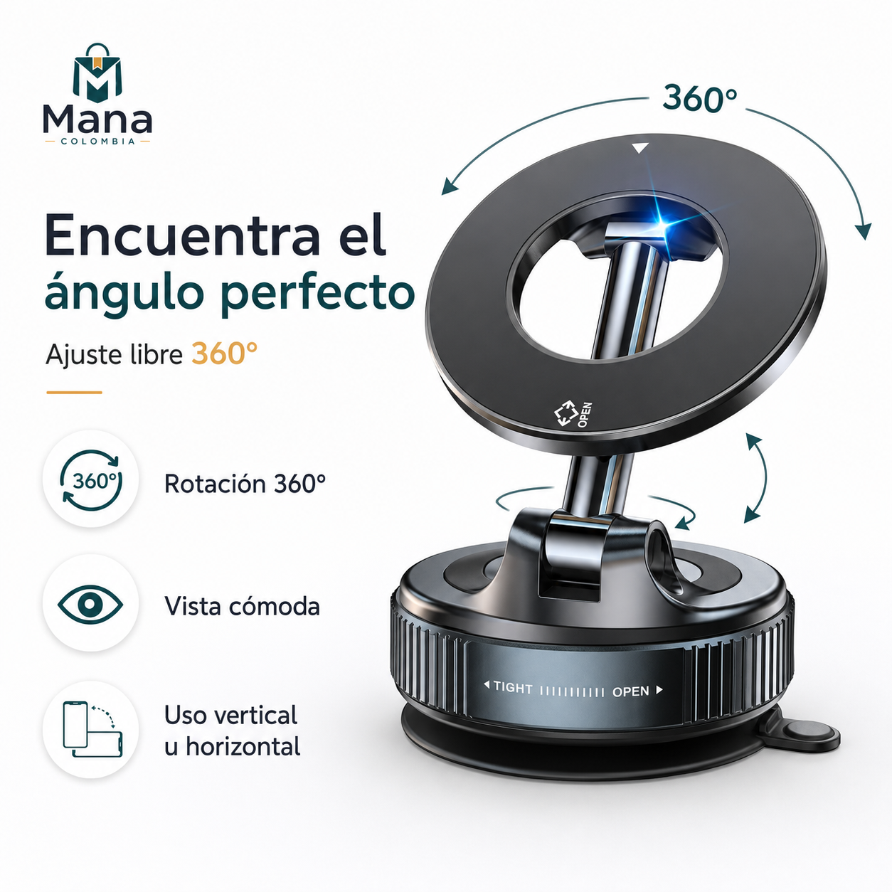 Soporte Magnético 360° para Celular – Multiusos para Auto, Oficina y Hogar